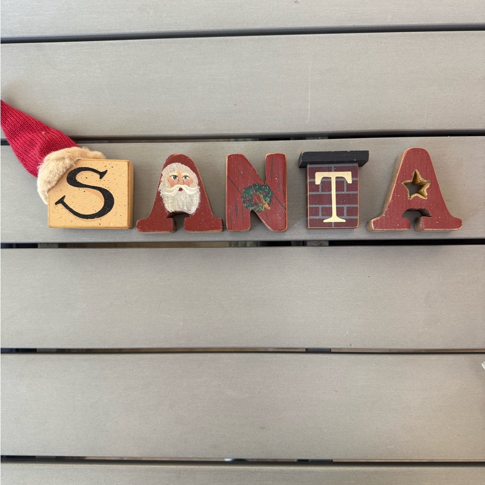 Festive Santa Holiday Decor Blocks